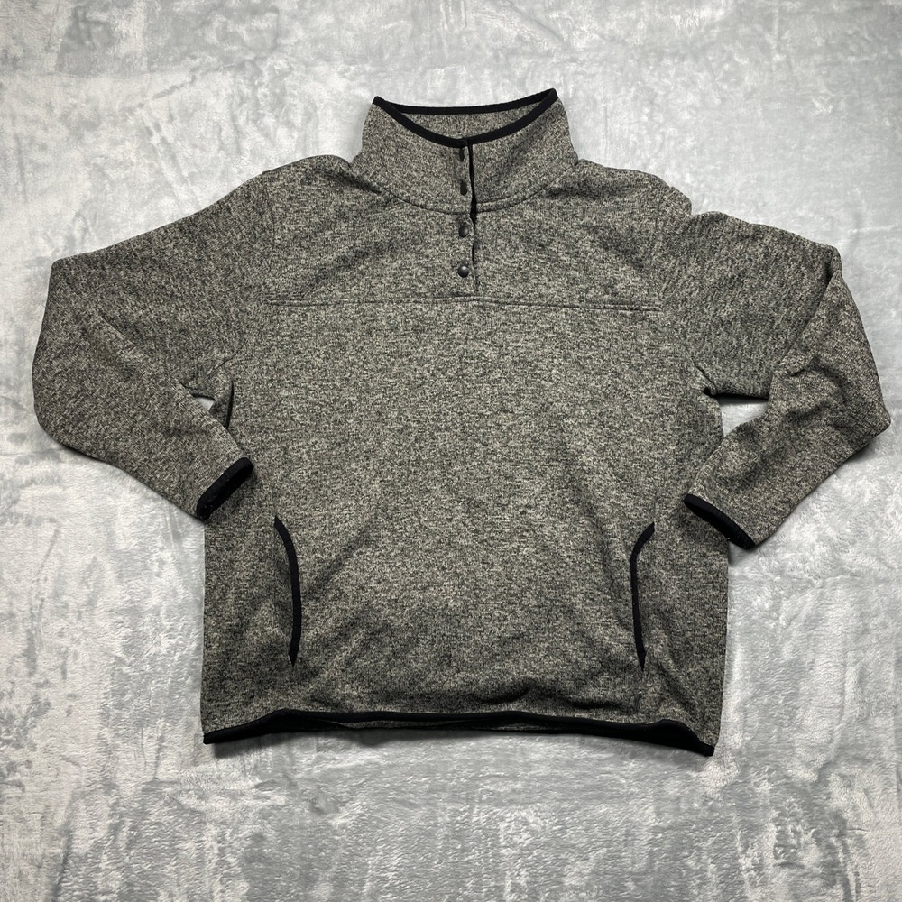 Eddie Bauer Womens Gray Marled Fleece Snap‎ Neck Pullover Sweatshirt 2XL